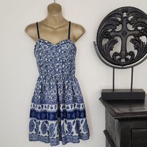 American Rag Blue and White Printed Mini Dress